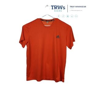 Adidas Mens Activewear Short Sleeve T Shirt Orange Crew Neck Climalite XXL